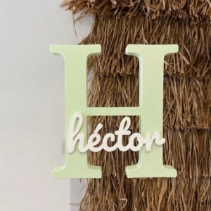 Inicial Decorativa Pistacho Suave con Nombre en Relieve